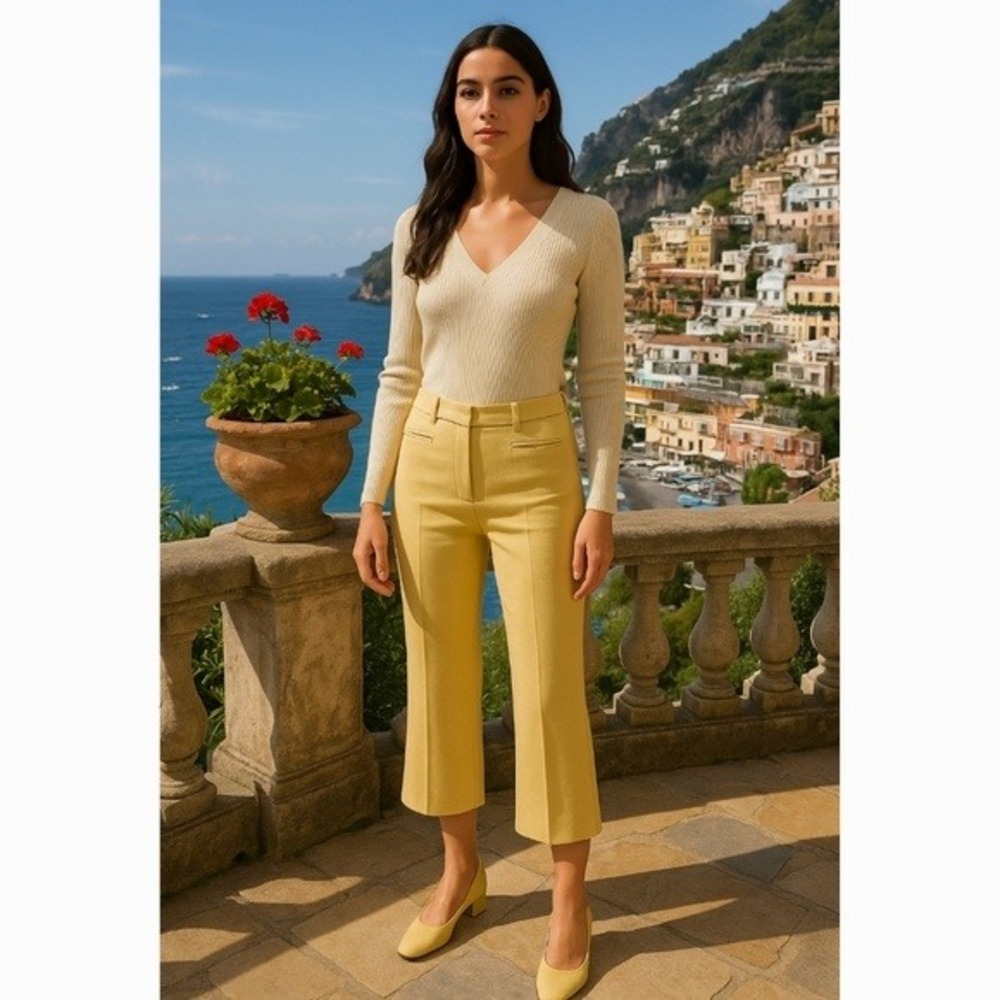 Loro Piana Yellow Ankle Trousers Pants‎ Women's Quet Luxury Old Money Designer